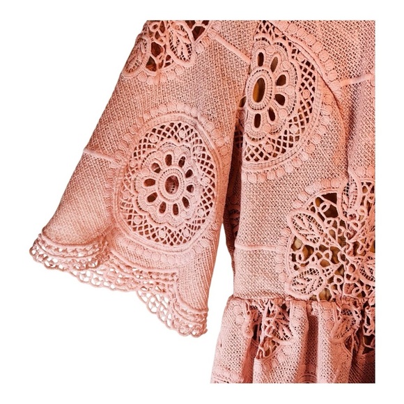 Champagne & Strawberry Broderie Anglaise Knee Length Dress in Pink - Picture 3 of 6